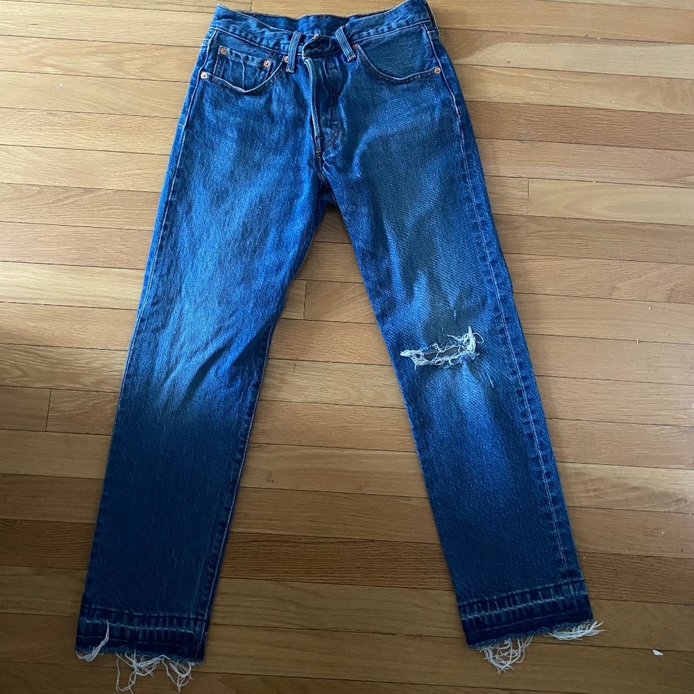 Levi's Dark Blue Ripped Jeans